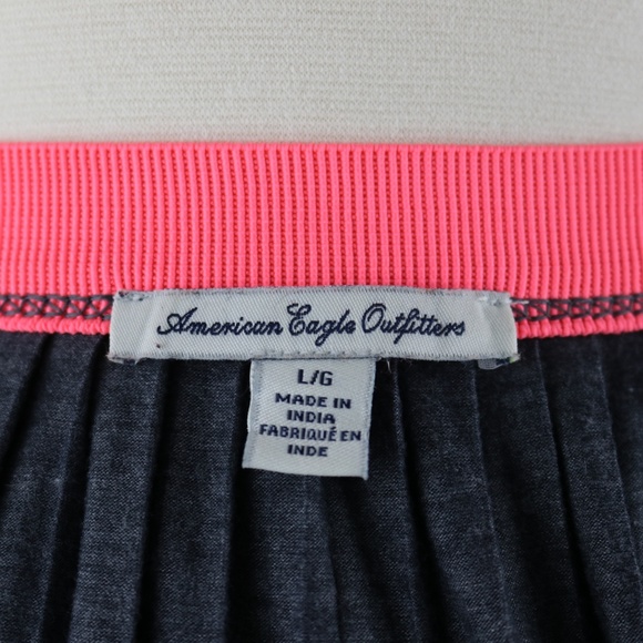 American Eagle Grey Pleated Hi Low Midi L Skirt - Picture 4 of 6